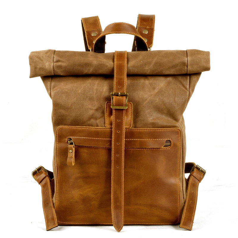 New model simple and retro wax - Canvas Backpack Casual 评论和价格