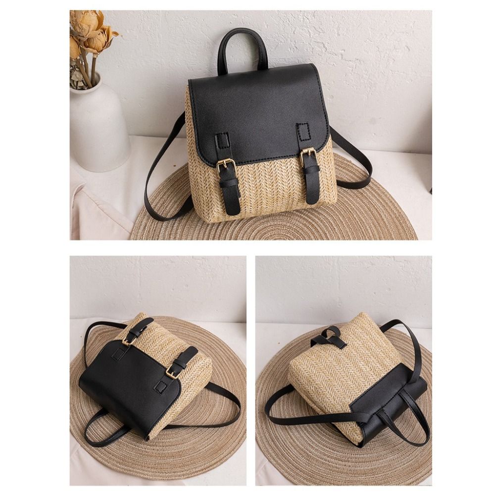 Versatile Bag PU Leather Straw - Leather Backpack Vintage 评论和价格