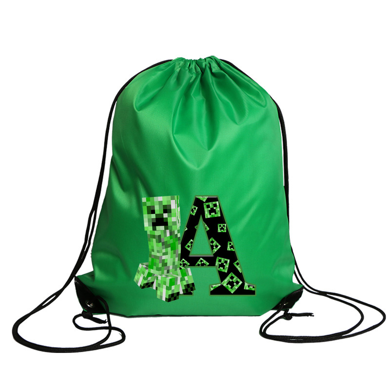 Cartoon Minecrafted Polyester  - Drawstring Gym Bag 评论和价格