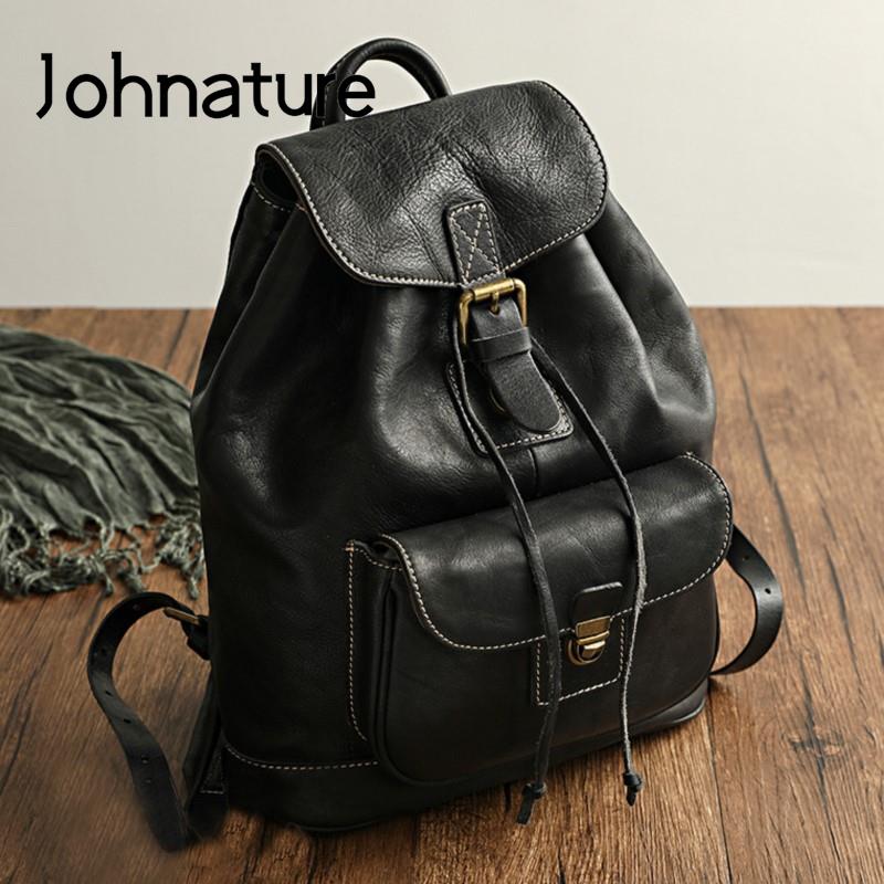 Johnature Leisure Travel Bag N - Leather Backpack Vintage 评论和价格