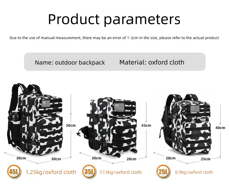 45L/35L/25L Tactical Backpack  - Hiking Backpack Waterproof 评论和价格
